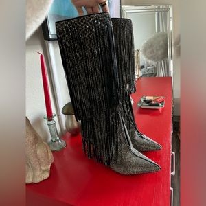 INC Rhinestone Fringe Boots!!